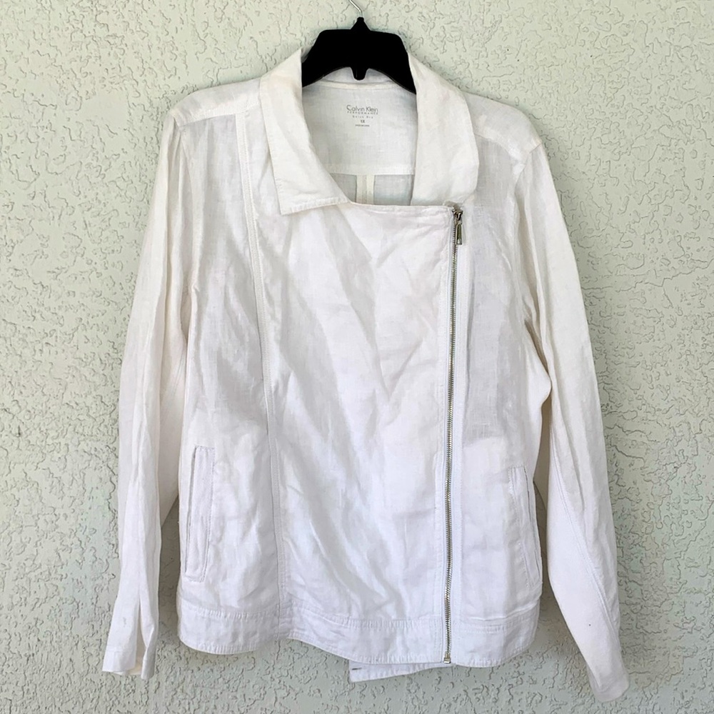 Calvin Klein performance quite dry linen long sleeve zipper jacket/top size 1X